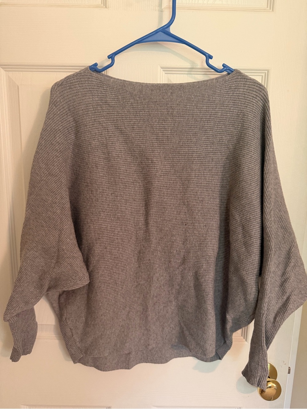 Philosophy Gray Ribbed Off-Shoulder Sweater